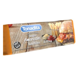 Queso Cheddar Feteado Americano Tonadita Caja 3.85 Kgs  (2 paq x 168 Fetas)