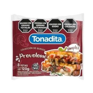 Queso Provolone Feteado Tonadita Caja 2,16 kg (18 Paq x 8 Fetas)